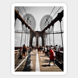 Tourists, Brooklyn Bridge, New York City Sticker